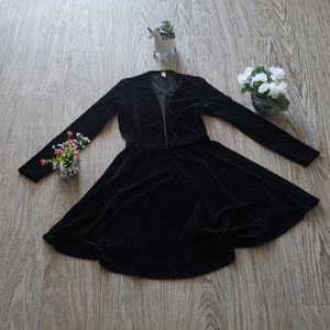 Long Sleeve American Apparel Black Velvet Dress